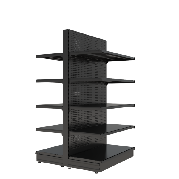 S-Mart 1000L x 1800H Double-Sided Gondola Shelving Bay with Volcano Back Panels in Black - Image 2