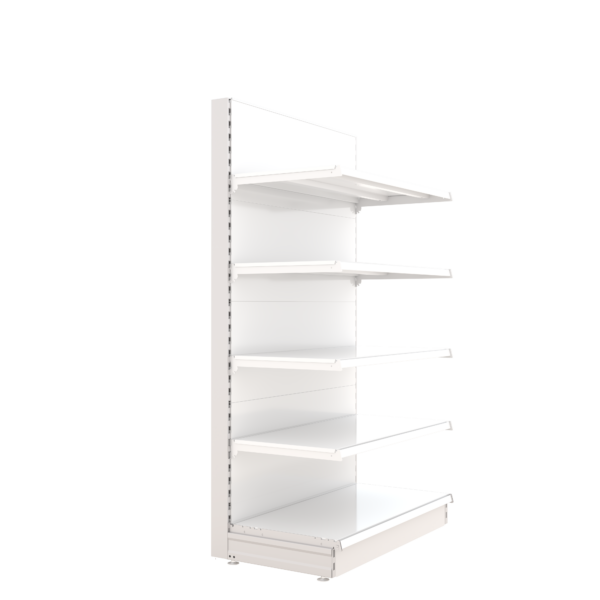 S-Mart 1000L x 1800H Single-Sided Gondola Shelving Bay with Plain Back Panels in White - Image 2