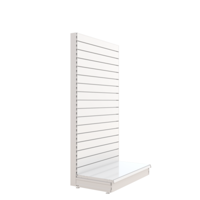 S-Mart 1000L x 1800H Single-Sided Gondola Shelving Bay with Slatwall Back Panels in White