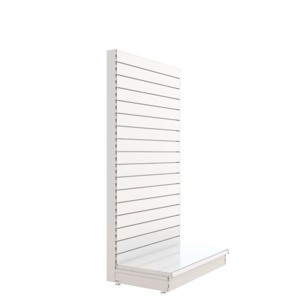 S-Mart 1000L x 1800H Single-Sided Gondola Shelving Bay with Slatwall Back Panels in White
