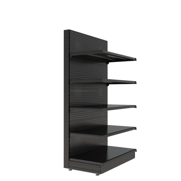 S-Mart 1000L x 1800H Single-Sided Gondola Shelving Bay with Plain Back Panels in Black - Image 2