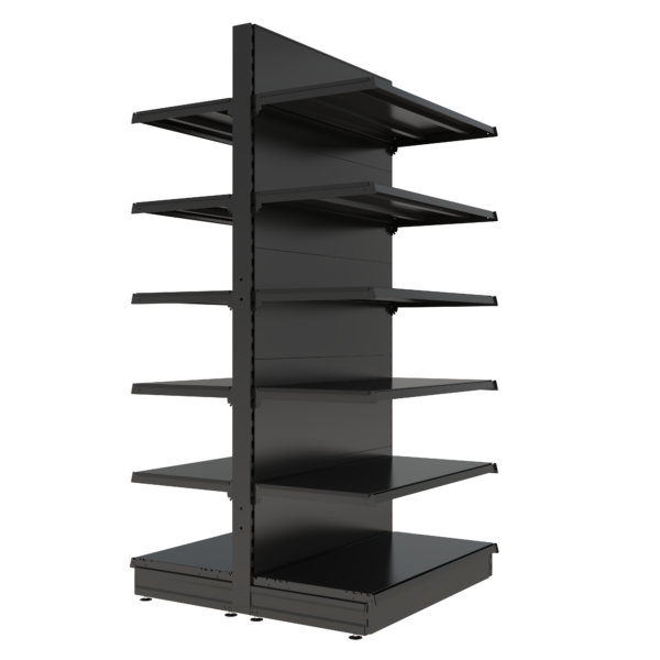 S-Mart 1000L x 2100H Double-Sided Gondola Shelving Bay with Plain Back Panels in Black - Image 2