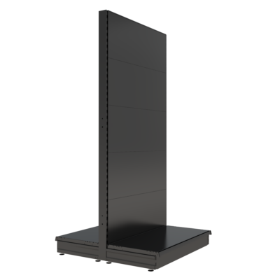 S-Mart 1000L x 2100H Double-Sided Gondola Shelving Bay with Plain Back Panels in Black