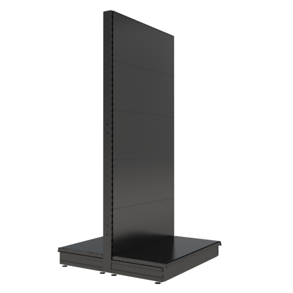 S-Mart 1000L x 2100H Double-Sided Gondola Shelving Bay with Plain Back Panels in Black