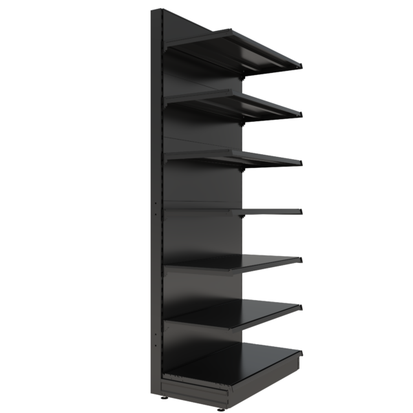 S-Mart 1000L x 2400H Single-Sided Gondola Shelving Bay with Plain Back Panels in Black - Image 2