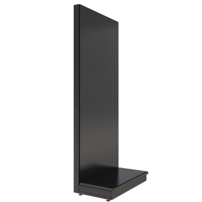 S-Mart 1000L x 2400H Single-Sided Gondola Shelving Bay with Plain Back Panels in Black