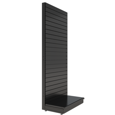 S-Mart 1000L x 2400H Single-Sided Gondola Shelving Bay with Slatwall Back Panels in Black