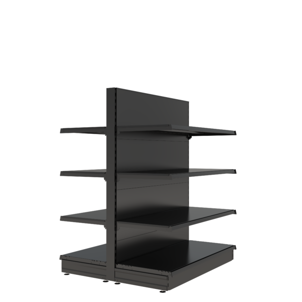 S-Mart 1200L x 1500H Double-Sided Gondola Shelving Bay with Plain Back Panels - Matt Black - Image 2