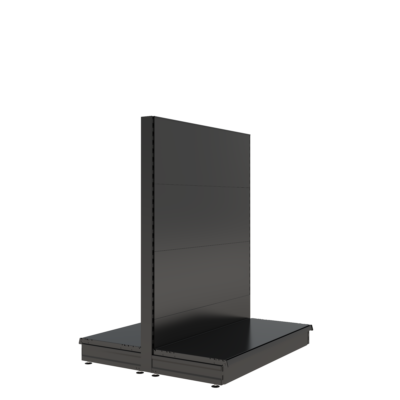 S-Mart 1200L x 1500H Double-Sided Gondola Shelving Bay with Plain Back Panels - Matt Black