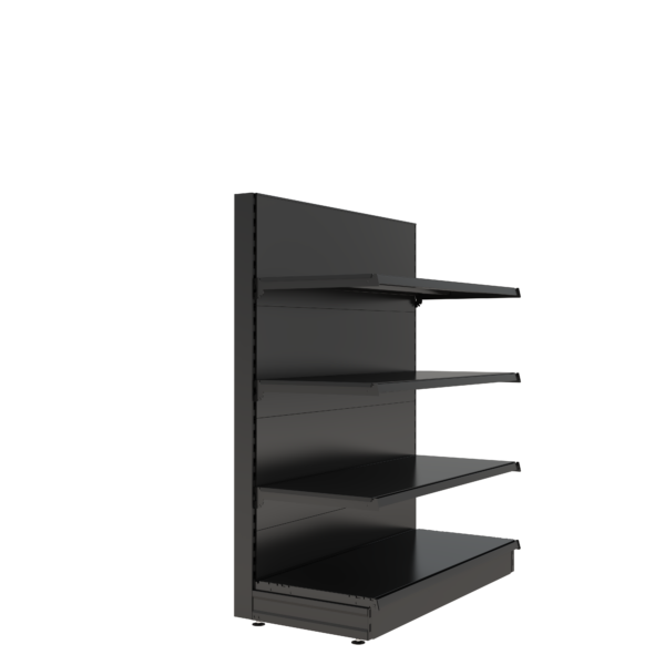 S-Mart 1200L x 1500H Single-Sided Gondola Shelving Bay with Plain Back Panels - Matt Black - Image 2