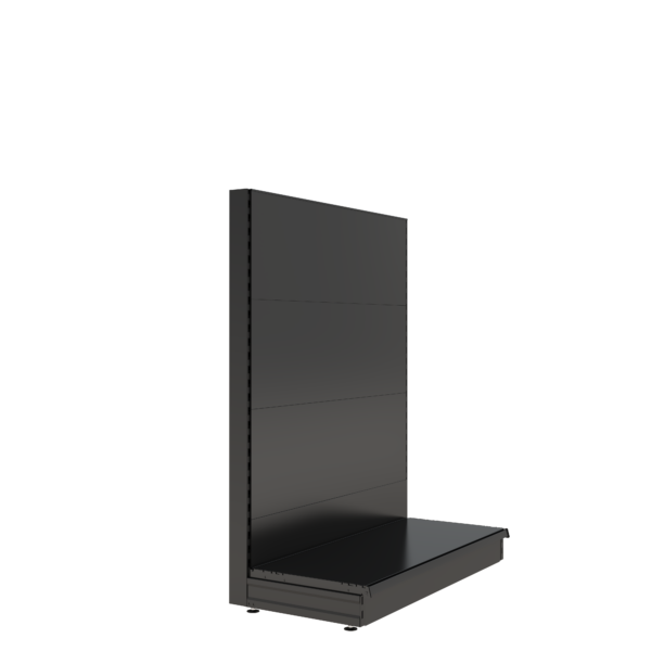 S-Mart 1200L x 1500H Single-Sided Gondola Shelving Bay with Plain Back Panels - Matt Black