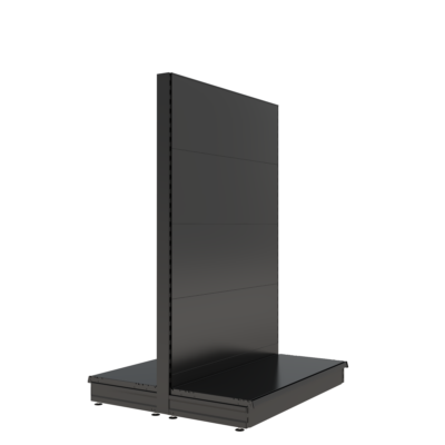 S-Mart 1200L x 1800H Double-Sided Gondola Shelving Bay with Plain Back Panels - Matt Black