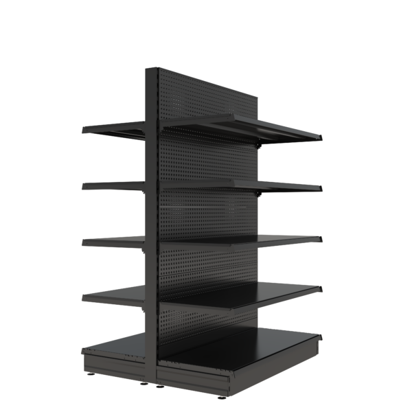 S-Mart 1200L x 1800H Double-Sided Gondola Shelving Bay with Volcano Back Panels - Matt Black - Image 2