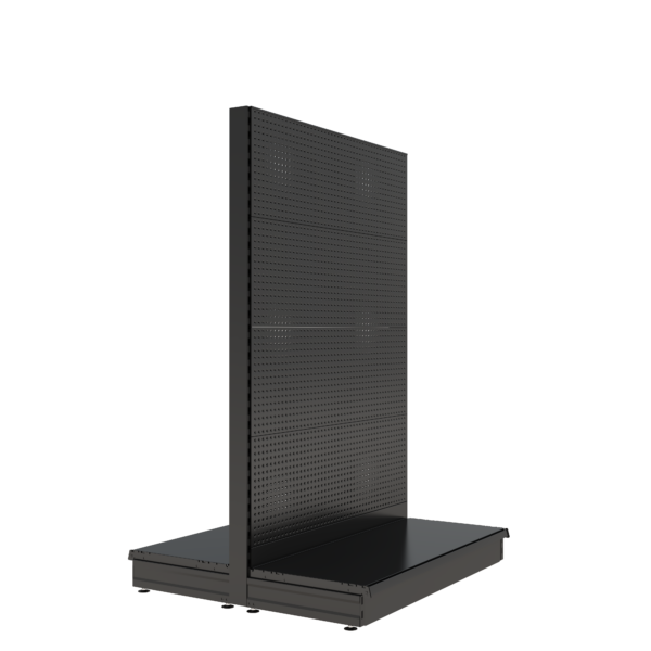 S-Mart 1200L x 1800H Double-Sided Gondola Shelving Bay with Volcano Back Panels - Matt Black