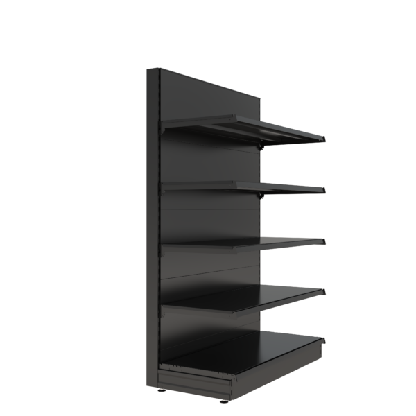 S-Mart 1200L x 1800H Single-Sided Gondola Shelving Bay with Plain Back Panels - Matt Black - Image 2