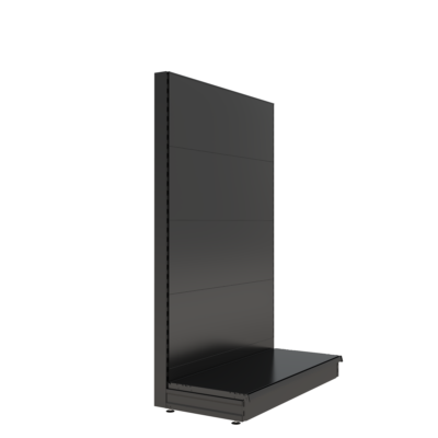 S-Mart 1200L x 1800H Single-Sided Gondola Shelving Bay with Plain Back Panels - Matt Black