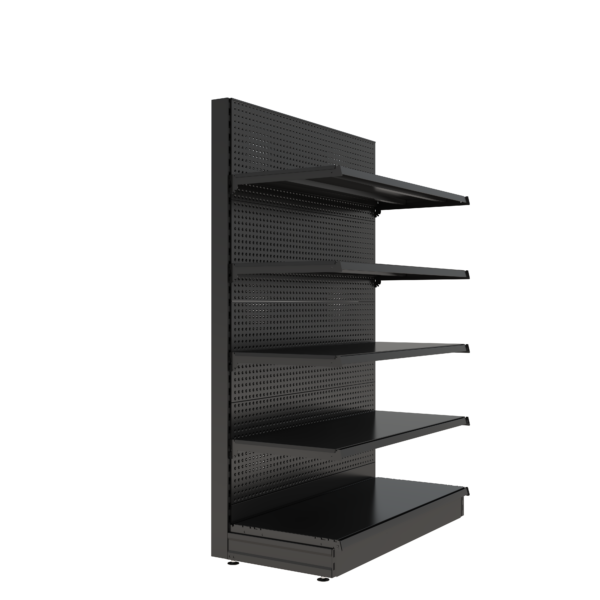 S-Mart 1200L x 1800H Single-Sided Gondola Shelving Bay with Volcano Back Panels - Matt Black - Image 2
