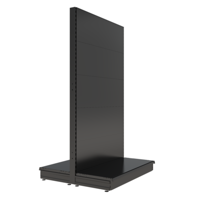 S-Mart 1200L x 2100H Double-Sided Gondola Shelving Bay with Plain Back Panels - Matt Black