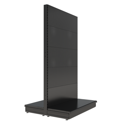 S-Mart 1200L x 2100H Double-Sided Gondola Shelving Bay with Volcano Back Panels - Matt Black
