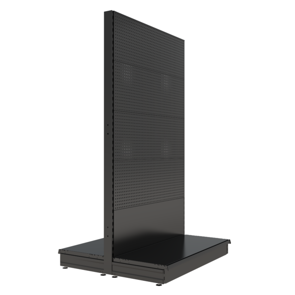 S-Mart 1200L x 2100H Double-Sided Gondola Shelving Bay with Volcano Back Panels - Matt Black