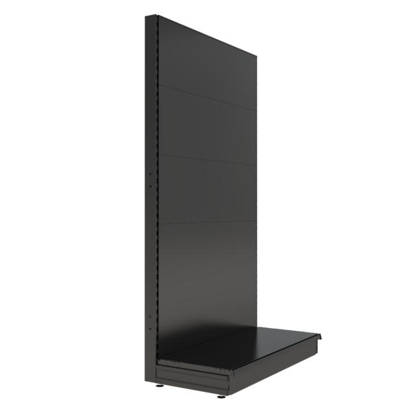 S-Mart 1200L x 2100H Single-Sided Gondola Shelving Bay with Plain Back Panels - Matt Black