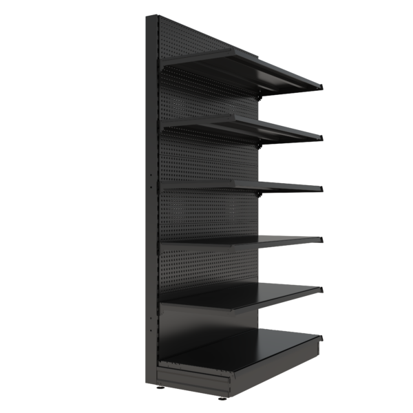 S-Mart 1200L x 2100H Single-Sided Gondola Shelving Bay with Volcano Back Panels - Matt Black - Image 3