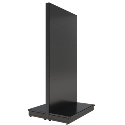 S-Mart 1200L x 2400H Double-Sided Gondola Shelving Bay with Plain Back Panels - Matt Black