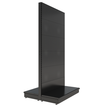 S-Mart 1200L x 2400H Double-Sided Gondola Shelving Bay with Volcano Back Panels - Matt Black