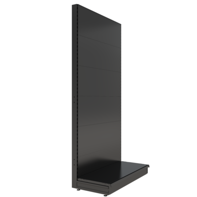 S-Mart 1200L x 2400H Single-Sided Gondola Shelving Bay with Plain Back Panels - Matt Black