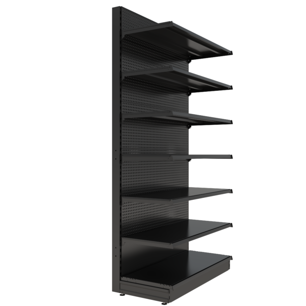 S-Mart 1200L x 2400H Single-Sided Gondola Shelving Bay with Volcano Back Panels - Matt Black - Image 2