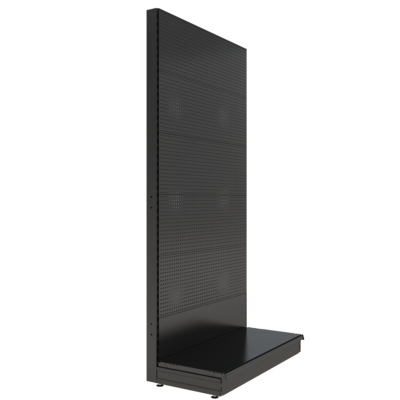 S-Mart 1200L x 2400H Single-Sided Gondola Shelving Bay with Volcano Back Panels - Matt Black