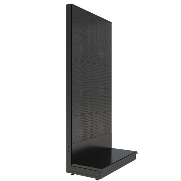 S-Mart 1200L x 2400H Single-Sided Gondola Shelving Bay with Volcano Back Panels - Matt Black