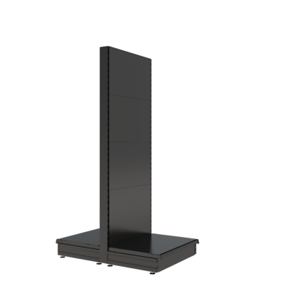 S-Mart 665L x 1800H Double-Sided Gondola Shelving Bay with Plain Back Panels - Matt Black