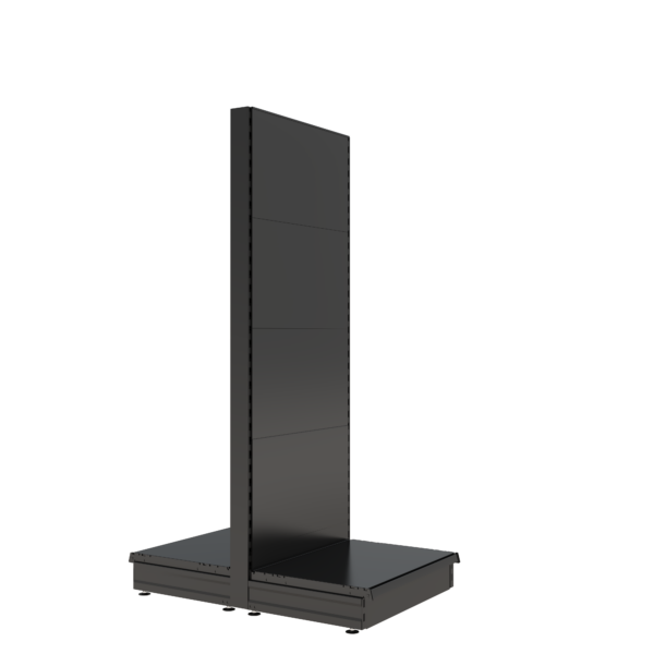 S-Mart 665L x 1800H Double-Sided Gondola Shelving Bay with Plain Back Panels - Matt Black