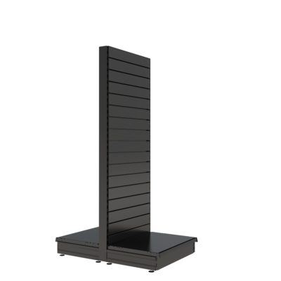 S-Mart 665L x 1800H Double-Sided Gondola Shelving Bay with Slatwall Back Panels - Matt Black
