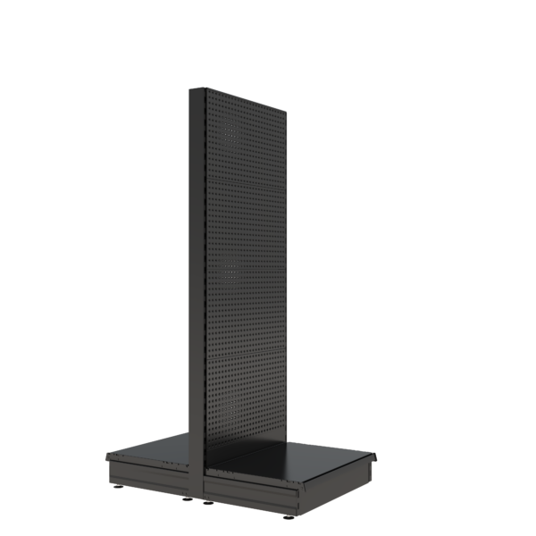 S-Mart 665L x 1800H Double-Sided Gondola Shelving Bay with Volcano Back Panels - Matt Black