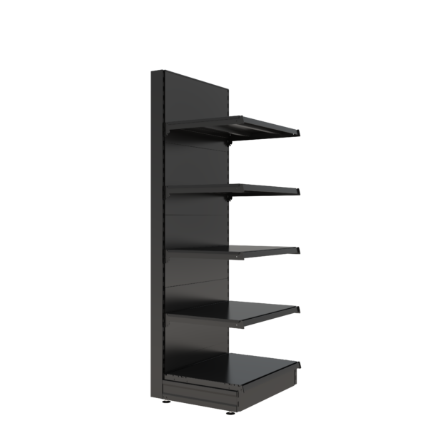 S-Mart 665L x 1800H Single-Sided Gondola Shelving Bay with Plain Back Panels - Matt Black - Image 2