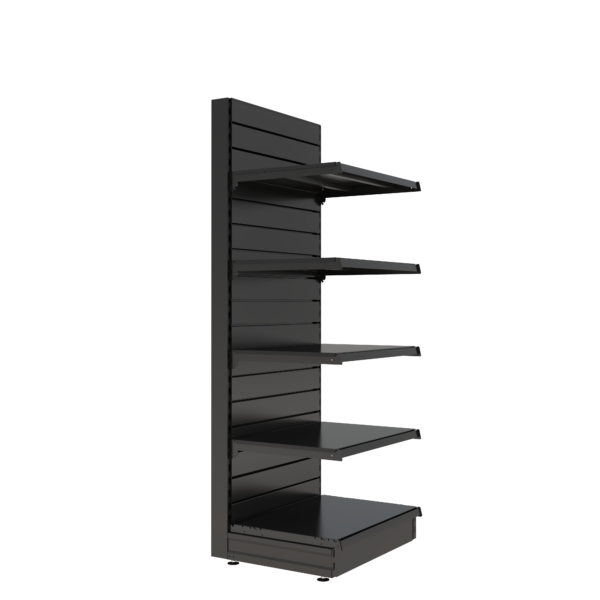 S-Mart 665L x 1800H Single-Sided Gondola Shelving Bay with Slatwall Back Panels - Matt Black - Image 2