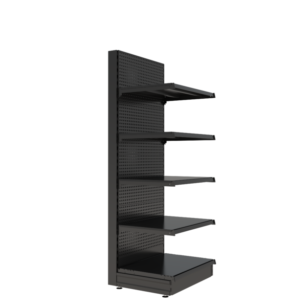 S-Mart 665L x 1800H Single-Sided Gondola Shelving Bay with Volcano Back Panels - Matt Black - Image 2