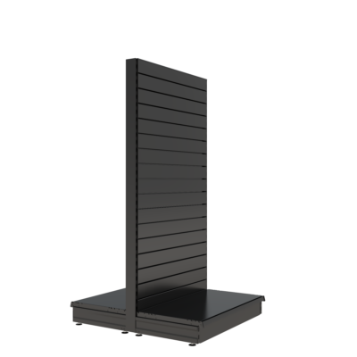 S-Mart 914L x 1800H Double-Sided Gondola Shelving Bay with Slatwall Back Panels - Matt BlacK