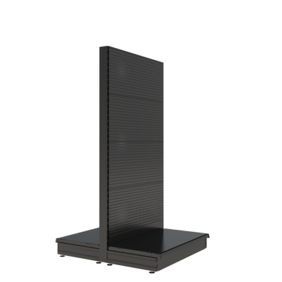 S-Mart 914L x 1800H Double-Sided Gondola Shelving Bay with Volcano Back Panels - Matt BlacK
