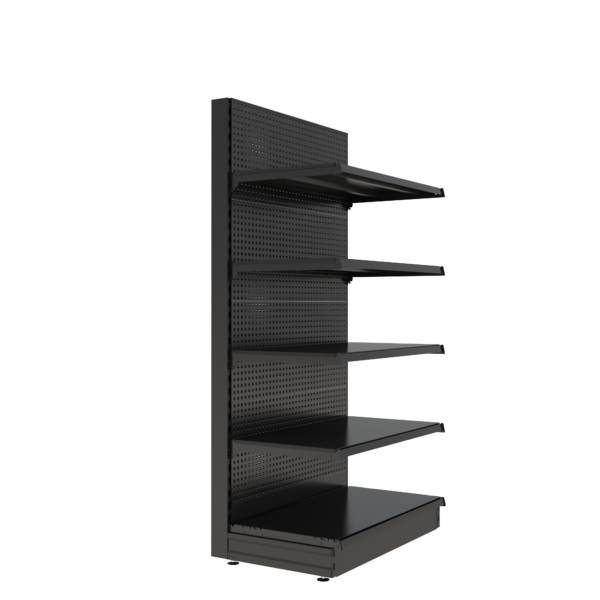 S-Mart 914L x 1800H Single-Sided Gondola Shelving Bay with Volcano Back Panels - Matt Black - Image 2
