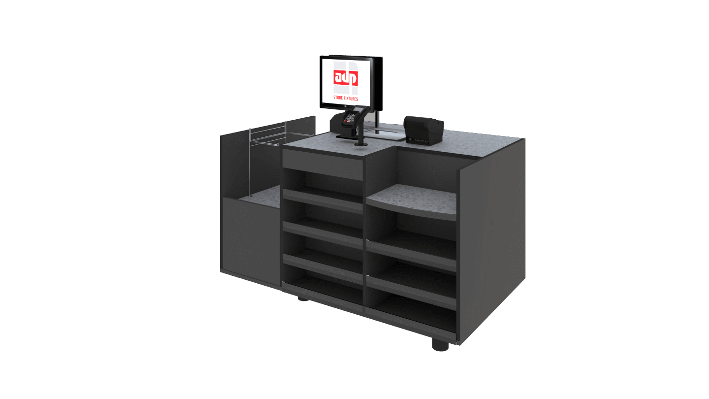 Express Checkouts with Bag Holder - Timber - ADP Retail Systems