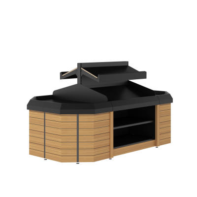 Produce Bunk - Double Sided 2-Tier With 2 x Radius End Bay (Flat Base)