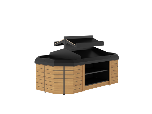 Produce Bunk - Double Sided 2-Tier With 2 x Radius End Bay (Flat Base)