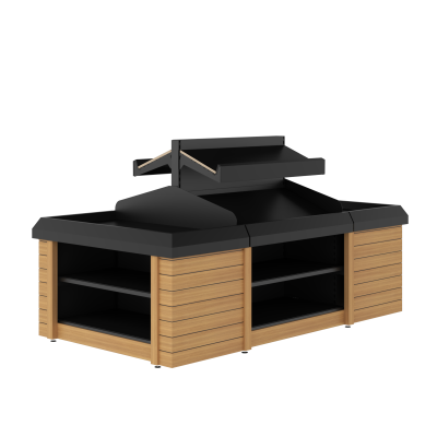 Produce Bunk - Double Sided 2-Tier With Square End Bay (Flat Base)
