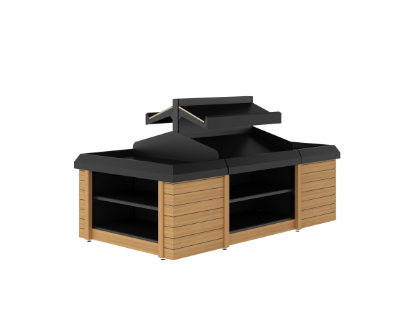 Produce Bunk - Double Sided 2-Tier With Square End Bay (Flat Base)