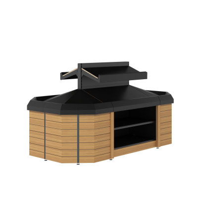 Produce Bunk - Double Sided 2-Tier With Radius End Bay (Pyramid Base)