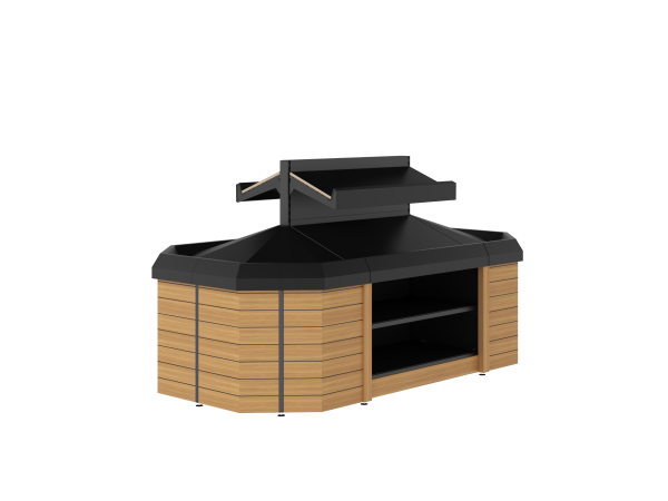 Produce Bunk - Double Sided 2-Tier With Radius End Bay (Pyramid Base)