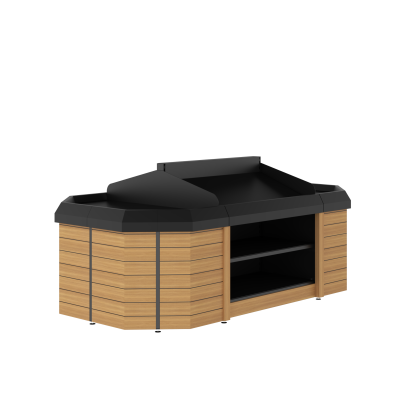 Produce Bunk - Double Sided 1-Tier With 2 x Radius End Bay (Flat Base)